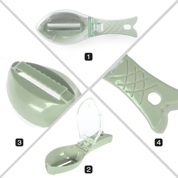 Fish Scale Remover Cleaner Kitchen Fish Scaler Fish Skin Graters Cleaning Peeler Scaler Scraper, Fast Remove Fish Skin for Kitchen Fish Cleaning Tools, Green - 5
