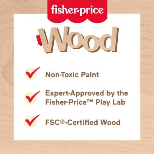 Fisher-Price Wooden Rainbow Ring Stacking Toy, Fine Motor Skills for Toddlers 18 month, 26 Wood Pieces - 3