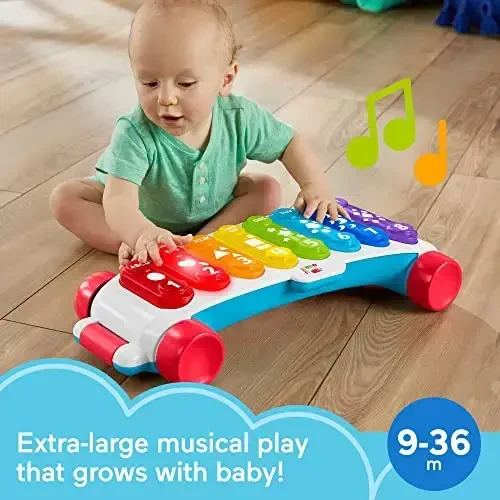 Fisher-Price Baby Learning Toy Giant Light-Up Xylophone, Pull-Along Pretend Musical Instrument for Developmental Play Toddlers Ages 9+ Months - 3