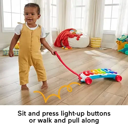 Fisher-Price Baby Learning Toy Giant Light-Up Xylophone, Pull-Along Pretend Musical Instrument for Developmental Play Toddlers Ages 9+ Months - 4