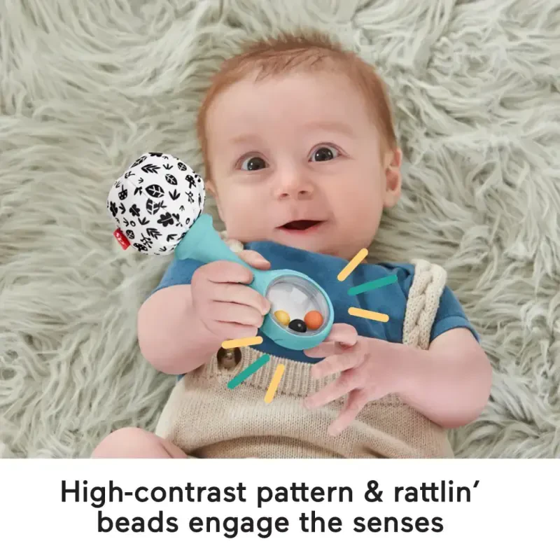 Fisher-Price Baby Rattle ‘n Rock Maracas Toys, Set of 2 for Infants 3+ Months, High Contrast - 4