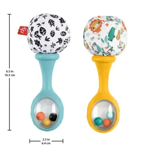 Fisher-Price Baby Rattle ‘n Rock Maracas Toys, Set of 2 for Infants 3+ Months, High Contrast - 5