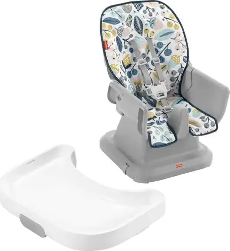 Fisher-Price Baby to Toddler High Chair SpaceSaver Simple Clean Portable Dining Seat & Booster with Washable Deep Tray & Liner, Pacific Pebble - 5