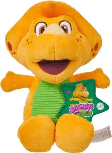 Fisher-Price Barney's World Plush Billy Dinosaur 8-inch Character Toy for Toddlers & Preschool Kids - 6
