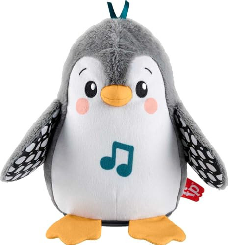 Fisher-Price Bebek Karın Zamanı Oyuncak Flap & Wobble Penguen, Müzikli ve Hareketli Pelüş, Duyusal Oyun İçin Yeni Doğanlar 0+ Ay - 1