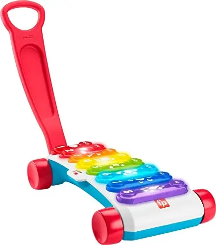 Fisher-Price Baby Learning Toy Giant Light-Up Xylophone, Pull-Along Pretend Musical Instrument for Developmental Play Toddlers Ages 9+ Months - FISHER-PRICE
