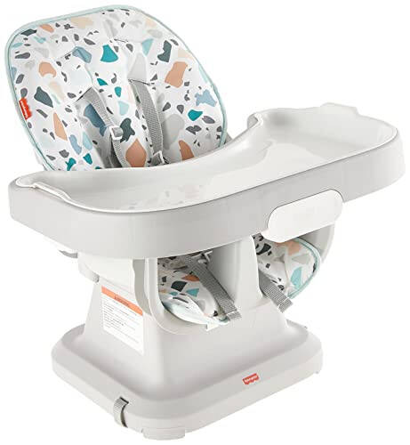 Fisher-Price Bebekten Yürümeye Başlayan Çocuğa Yüksek Sandalye SpaceSaver Basit Temiz Taşınabilir Yemek Sandalyesi ve Takviye Yastığı Yıkanabilir Derin Tepsi ve Astar ile, Pasifik Çakıl - 31