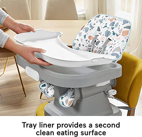 Fisher-Price Bebekten Yürümeye Başlayan Çocuğa Yüksek Sandalye SpaceSaver Basit Temiz Taşınabilir Yemek Sandalyesi ve Takviye Yastığı Yıkanabilir Derin Tepsi ve Astar ile, Pasifik Çakıl - 34