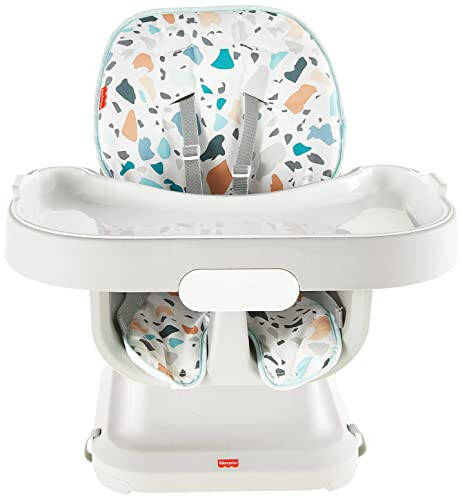 Fisher-Price Bebekten Yürümeye Başlayan Çocuğa Yüksek Sandalye SpaceSaver Basit Temiz Taşınabilir Yemek Sandalyesi ve Takviye Yastığı Yıkanabilir Derin Tepsi ve Astar ile, Pasifik Çakıl - 26