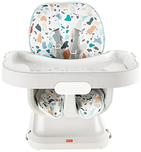 Fisher-Price Bebekten Yürümeye Başlayan Çocuğa Yüksek Sandalye SpaceSaver Basit Temiz Taşınabilir Yemek Sandalyesi ve Takviye Yastığı Yıkanabilir Derin Tepsi ve Astar ile, Pasifik Çakıl - 20