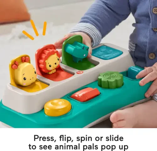 Fisher-Price Busy Buddies Pop-Up Infant Fine Motor Toy for Ages 9+ Months, Multi-Color - 3