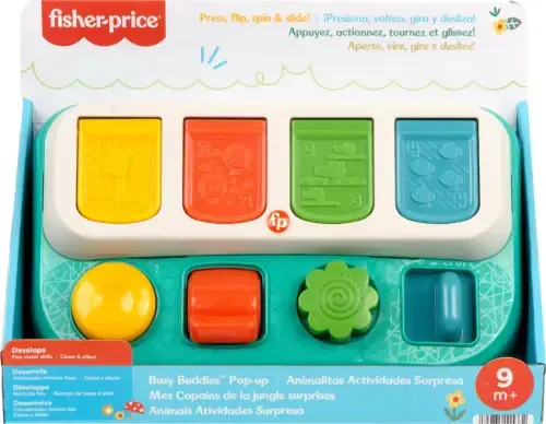 Fisher-Price Busy Buddies Pop-Up Infant Fine Motor Toy for Ages 9+ Months, Multi-Color - 6