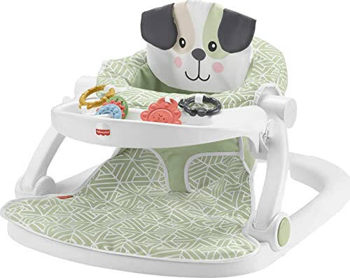 Fisher-Price Chaqaloqlar uchun ko'chma chaqaloq stulini o'tirtiring-meni-yuqori qavatdagi o'rindiq, atıştırmalıklar uchun tovoq va rivojlanish o'yinchoqlari bilan, Puppy Perfection [Modazone eksklyuziv] - 31