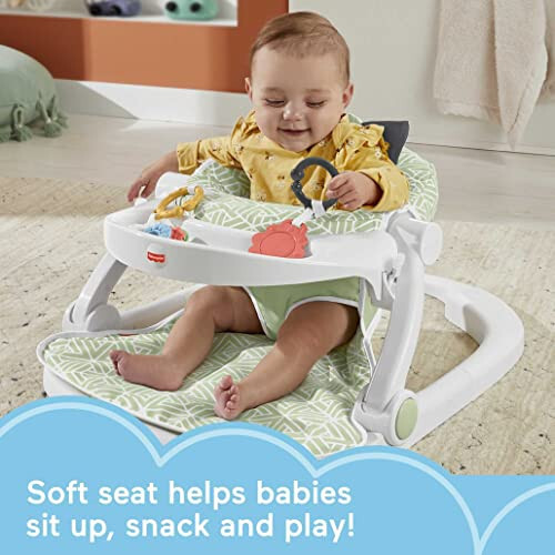 Fisher-Price Chaqaloqlar uchun ko'chma chaqaloq stulini o'tirtiring-meni-yuqori qavatdagi o'rindiq, atıştırmalıklar uchun tovoq va rivojlanish o'yinchoqlari bilan, Puppy Perfection [Modazone eksklyuziv] - 32