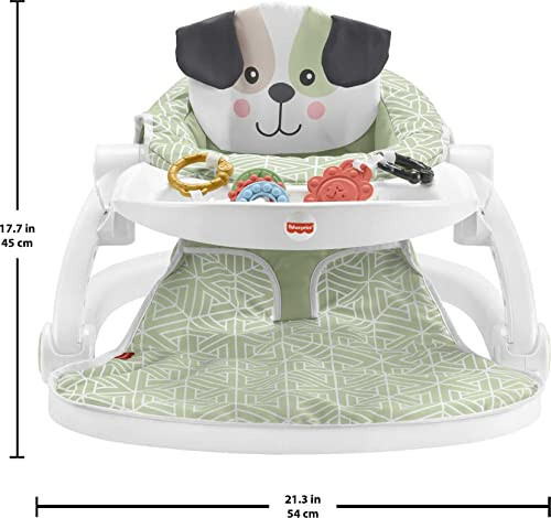 Fisher-Price Chaqaloqlar uchun ko'chma chaqaloq stulini o'tirtiring-meni-yuqori qavatdagi o'rindiq, atıştırmalıklar uchun tovoq va rivojlanish o'yinchoqlari bilan, Puppy Perfection [Modazone eksklyuziv] - 36