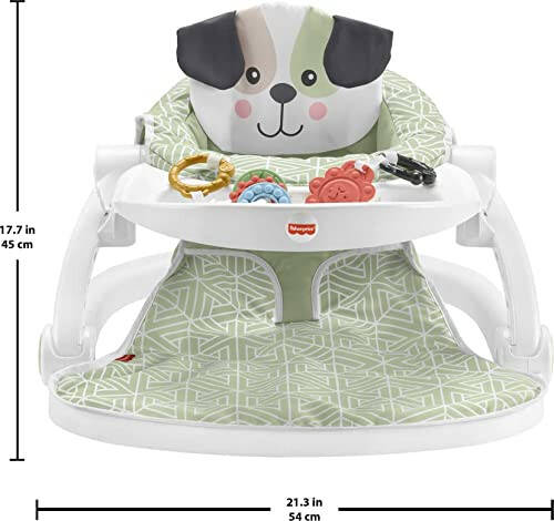 Fisher-Price Chaqaloqlar uchun ko'chma chaqaloq stulini o'tirtiring-meni-yuqori qavatdagi o'rindiq, atıştırmalıklar uchun tovoq va rivojlanish o'yinchoqlari bilan, Puppy Perfection [Modazone eksklyuziv] - 24