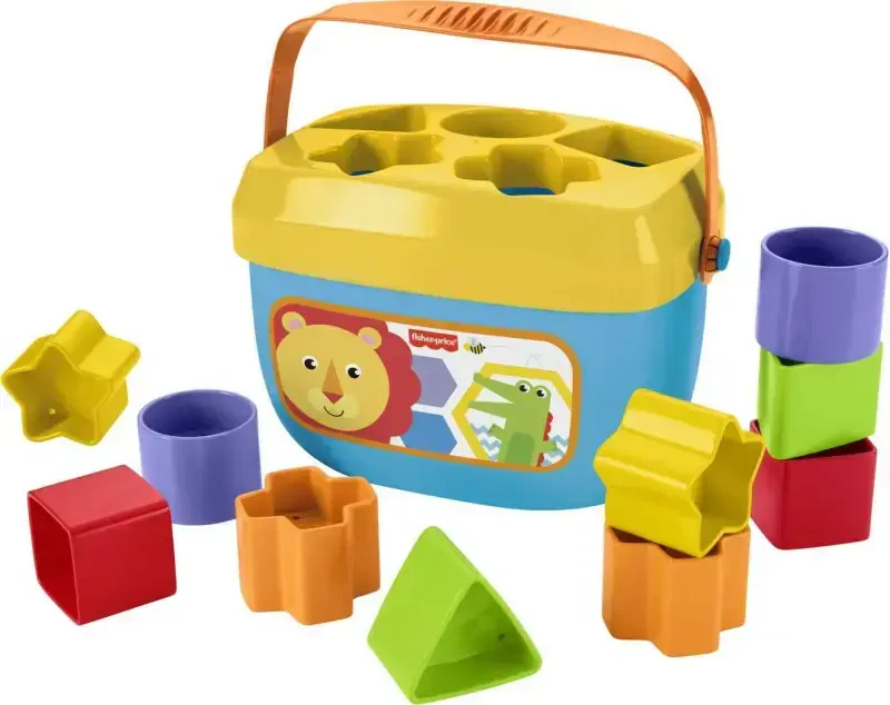 Fisher-Price Chaqaloqning Birinchi Bloklari Shaklni Saralash O'yinchoqi Saqlash Chelak bilan, 12 Dona - 6