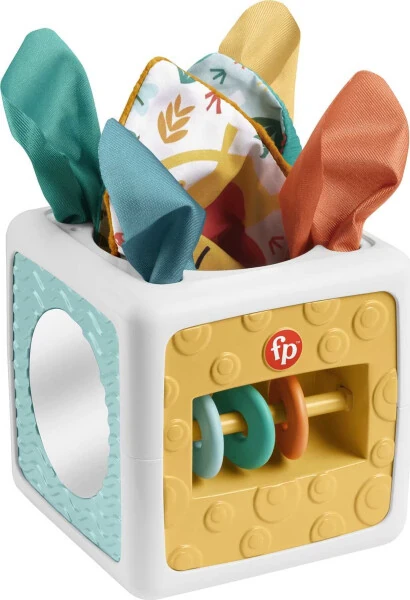 Fisher-Price Tissue Fun Activity Cube Baby Sensory Crinkle Toys for Newborns, Unisex - FISHER-PRICE