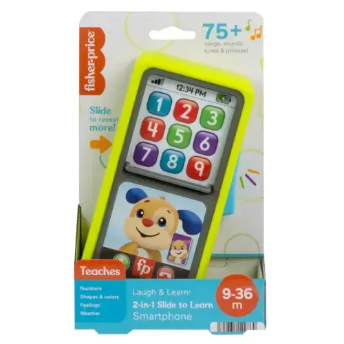 Fisher-Price Laugh & Learn 2-in-1 Slide to Learn Smartphone Musical Toy for Baby & Toddler - 4