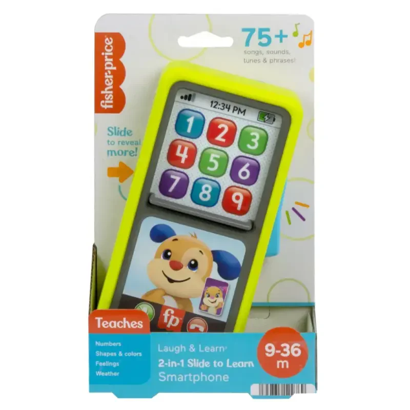 Fisher-Price Laugh & Learn 2-in-1 Slide to Learn Smartphone Musical Toy for Baby & Toddler - 4