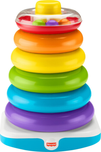 Fisher-Price Giant Rock-a-Stack chaqaloq va go'daklar uchun yig'ish o'yinchoq, 14+ dyuym balandlikda, 12 oy va undan katta bolalar uchun - 1