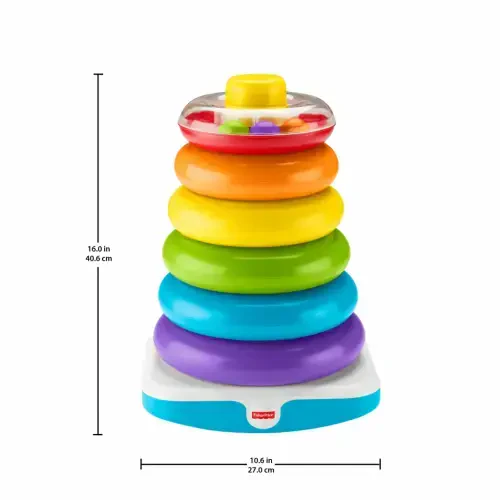 Fisher-Price Giant Rock-a-Stack chaqaloq va go'daklar uchun yig'ish o'yinchoq, 14+ dyuym balandlikda, 12 oy va undan katta bolalar uchun - 3