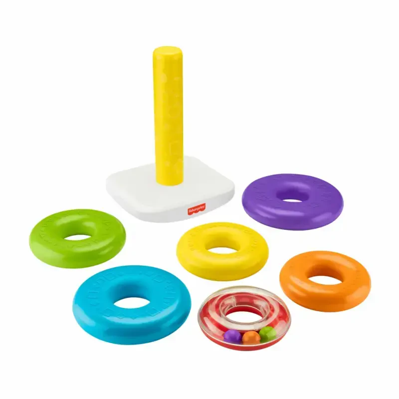 Fisher-Price Giant Rock-a-Stack chaqaloq va go'daklar uchun yig'ish o'yinchoq, 14+ dyuym balandlikda, 12 oy va undan katta bolalar uchun - 4