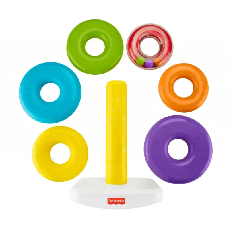 Fisher-Price Giant Rock-a-Stack chaqaloq va go'daklar uchun yig'ish o'yinchoq, 14+ dyuym balandlikda, 12 oy va undan katta bolalar uchun - 5