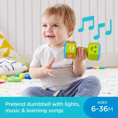 Fisher-Price Laugh & Learn Countin’ Reps Dumbbell Musical Baby Rattle Toy for Unsex Infant & Toddler - FISHER-PRICE (1)