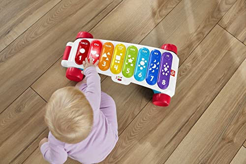 Fisher-Price Игрушка для обучения от младенца до малыша Гигантский светящийся ксилофон Тяни за собой с музыкой и фразами для детей от 9 месяцев - 6