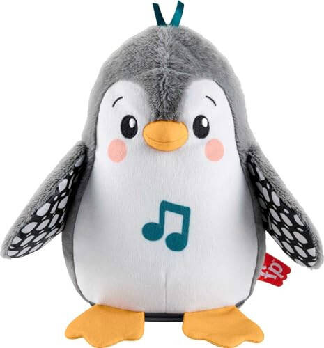 Fisher-Price Игрушка для развития малыша Flap & Wobble Penguin, плюшевая с музыкой и движением для сенсорной игры новорожденных в возрасте от 0 месяцев - 1