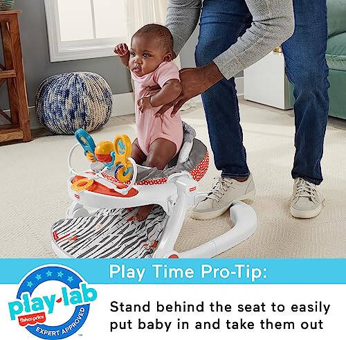 Fisher-Price Portable Baby Chair Premium Sit-Me-Up Floor Seat with Snack Tray and Toy Bar, Plush Seat Pad, Peek-a-Boo Fox - 30