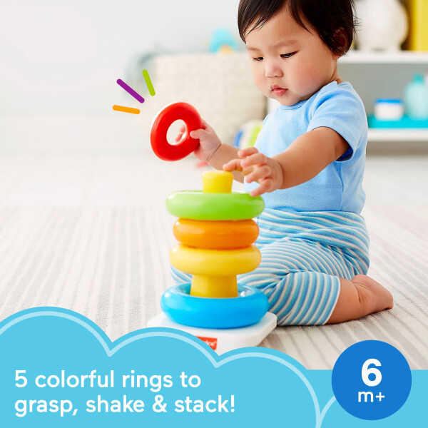 Fisher-Price Rock-a-Stack Ring Stacking Toy with Roly-Poly Base for Infants - 20