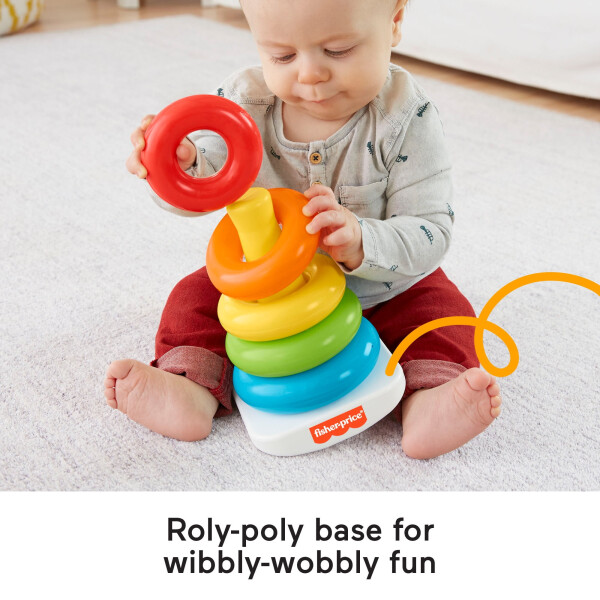 Fisher-Price Rock-a-Stack Ring Stacking Toy with Roly-Poly Base for Infants - 22