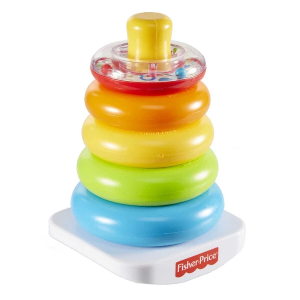 Fisher-Price Rock-a-Stack Ring Stacking Toy with Roly-Poly Base for Infants - FISHER-PRICE