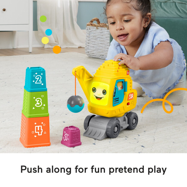 Fisher-Price Count & Stack Crane Learning Toy with Building Blocks, for Baby & Toddler Age 9M+ - 10