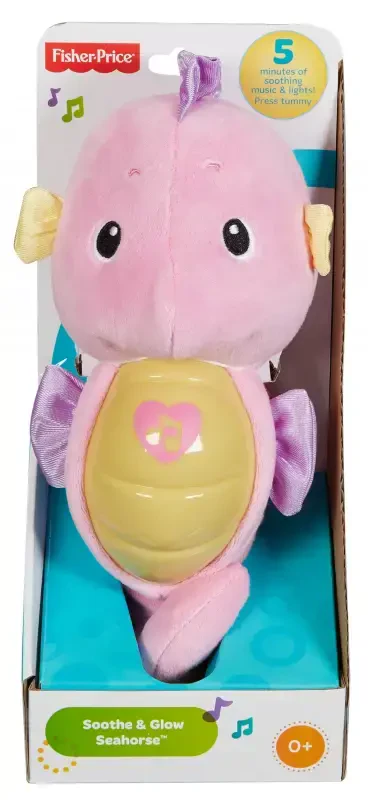 Fisher-Price Soothe & Glow Seahorse, Musical Plush Toy & Sound Machine for Baby with Lights, Pink - 6
