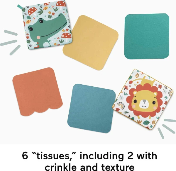 Fisher-Price Tissue Fun Activity Cube Baby Sensory Crinkle Toys for Newborns, Unisex - 3