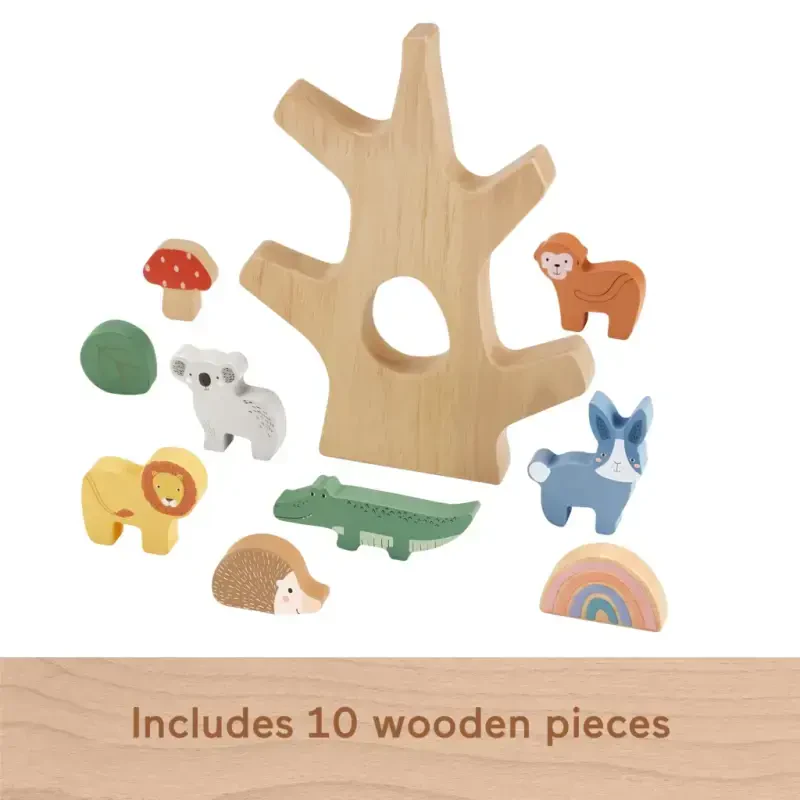 Fisher-Price Wooden Balance Tree Stacking Activity Toy, for Toddler Development Play, 10 Pieces - 4