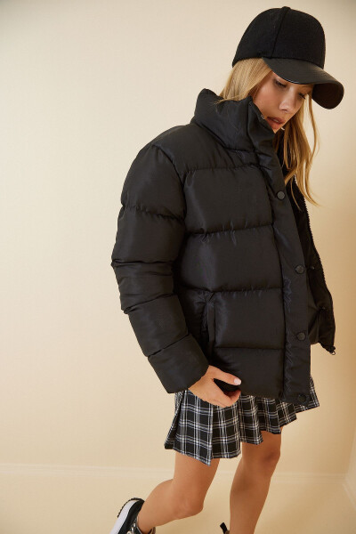 Fisherman Collar Puffer Jacket BLACK - 3