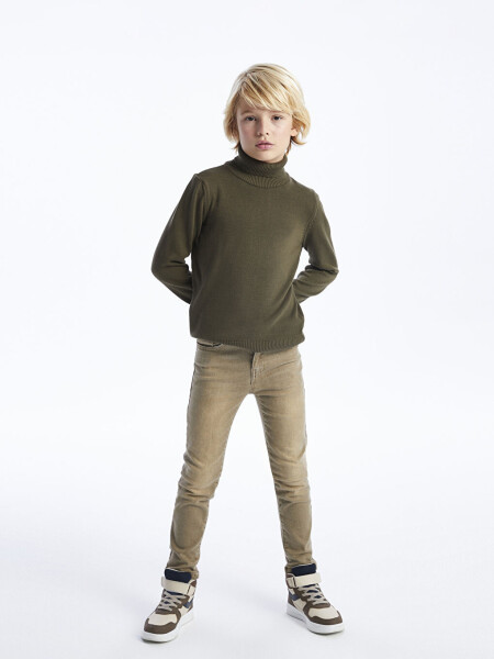 Fisherman Neck Basic Long Sleeve Boys Knit Sweater - 14