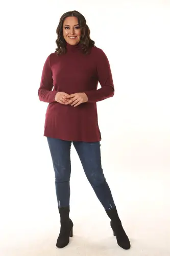 Fisherman Neck Claret Knitwear - 1