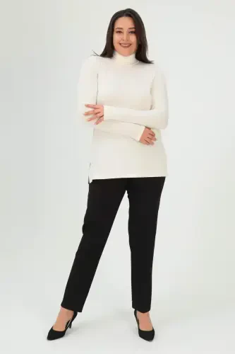 Fisherman Neck Ecru Knitwear - BÜYÜKBEDENIZ (1)