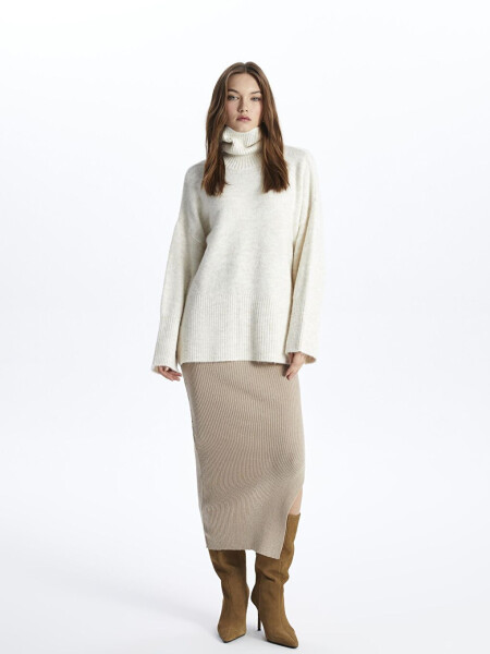 Fisherman Neck Soft Textured Relaxed Fit Knit Sweater - Vanetta - 7