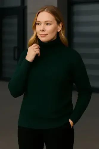 Fisherman Ribbed Knit Jumper Cotton Thick Ribbed Weave - Khaki - BÜYÜKBEDENIZ (1)