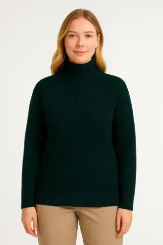 Fisherman Ribbed Knit Jumper Cotton Thick Ribbed Weave - Khaki - 3