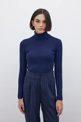 Fisherman's Ribbed Sweater - NAVY-NAVY - SATEEN (1)