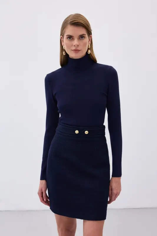 Fisherman's Ribbed Sweater - NAVY-NAVY - 2