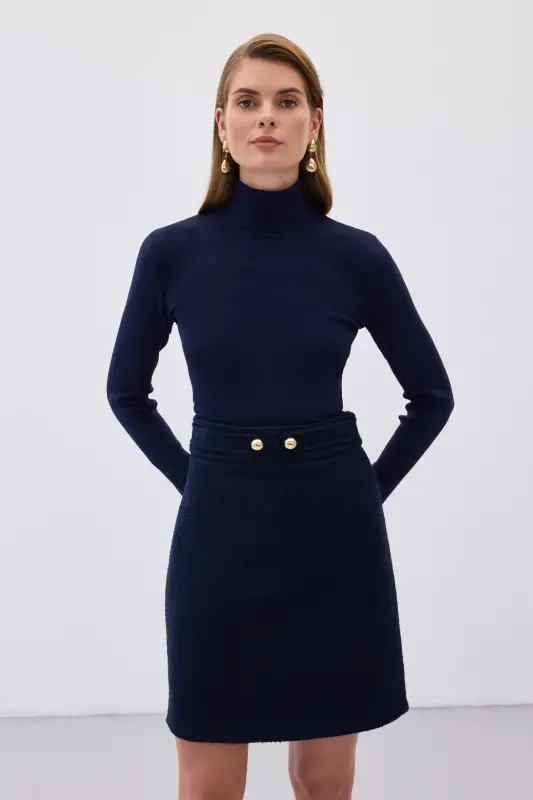 Fisherman's Ribbed Sweater - NAVY-NAVY - 3