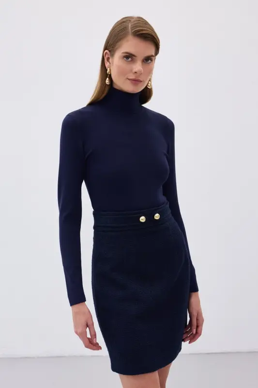 Fisherman's Ribbed Sweater - NAVY-NAVY - 4